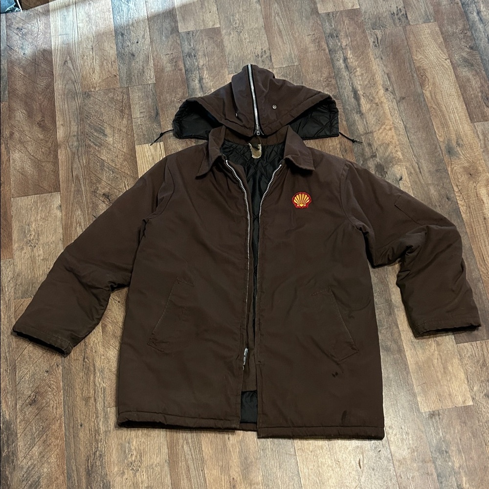 Brown Hooded Lion Uniforms Jacket with SHELL Logo